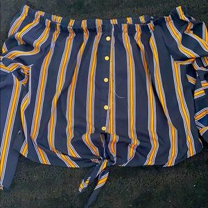 Off the shoulder striped blouse